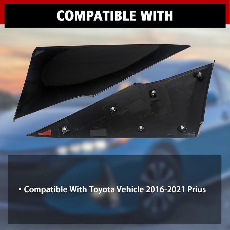 ZONFANT 2 Pcs Left and Right Rear Quarter Molding Cover Compatible with Toyota Vehicle 2016-2021 Prius, Replace#62505-47012 62506-47012 - Image 3